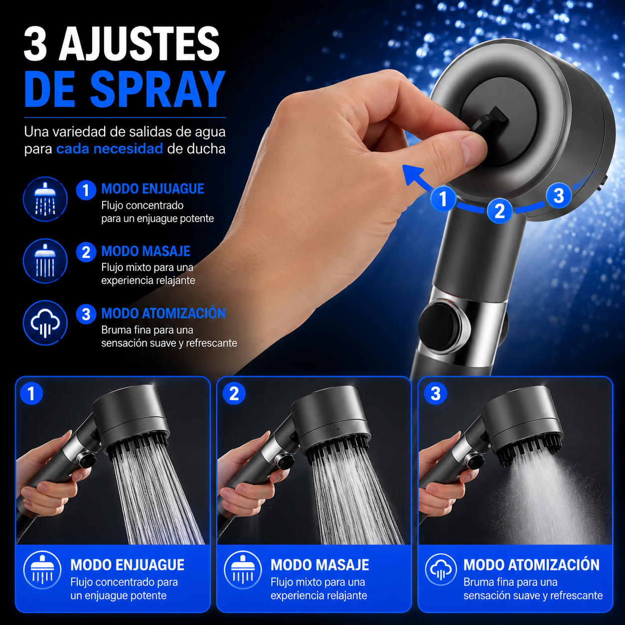 HydroWell™ - Cabezal de Ducha Masajeador con Filtro Purificador