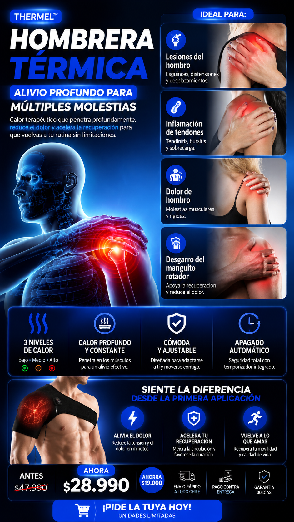 THERMEL™ - Hombrera Térmica 3 Niveles de Calor