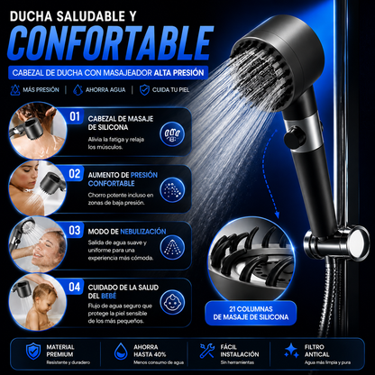HydroWell™ - Cabezal de Ducha Masajeador con Filtro Purificador